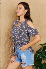 Load image into Gallery viewer, Heimish Multicolor Floral Cutout Cold Shoulder Top
