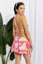 Load image into Gallery viewer, Marina West Swim Swirl Pink Bandeau Three Piece Bikini and Skirt Set
