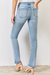 Kancan Y2K Mid Rise Side Slit Blue Denim Bootcut Jeans