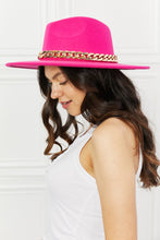 Ladda upp bild till gallerivisning, Fame Hot Pink Chain Embellished Wide Brimmed Hat
