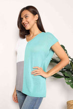 Load image into Gallery viewer, Double Take Color Block Short Sleeve Rib Knit Top

