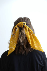 Leto Dot and Floral Border Bandana Scarf