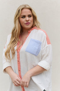 White Birch Multicolor Color Block Button Down Top