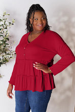 Load image into Gallery viewer, Double Take Long Sleeve Tiered Frilly Top
