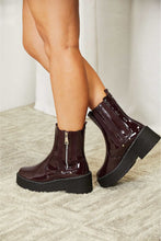 Load image into Gallery viewer, Forever Link Wine Side Zip Vegan Patented Leather Platform Boots
