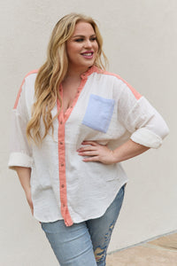 White Birch Multicolor Color Block Button Down Top