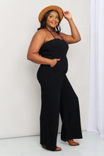 Load image into Gallery viewer, White Birch Solid Black Strappy Halter Neck Wide Leg Jumpsuit
