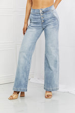Load image into Gallery viewer, RISEN Luisa High Rise Button Fly Wide Leg Blue Denim Jeans
