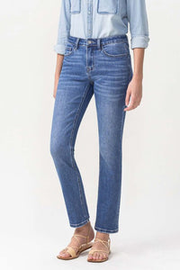 Lovervet Maggie Midrise Blue Denim Straight Leg Jeans