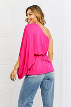 Load image into Gallery viewer, White Birch Hot Pink Asymmetrical One Shoulder One Long Sleeve Top
