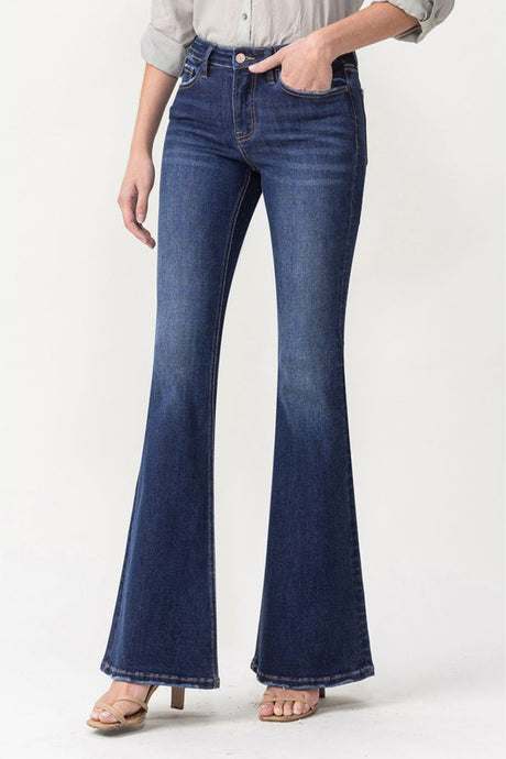 Lovervet Joanna Midrise Flared Leg Dark Blue Denim Jeans LV1040