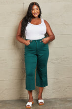 Load image into Gallery viewer, Judy Blue Hailey Tummy Control High Waisted Cropped Wide Leg Teal Blue Denim Jeans
