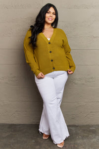 Zenana Chartreuse Button Down Soft Knit Cardigan