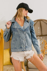 BiBi Button Down Long Sleeve Denim Jacket