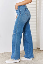 Load image into Gallery viewer, Judy Blue Simone High Waisted Distressed Straight Leg Blue Denim Jeans
