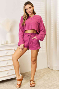 Basic Bae Fuchsia Top and Shorts Two Piece Set