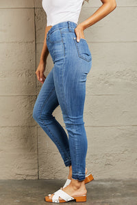 Judy Blue Janavie High Waisted Pull On Blue Denim Cropped Skinny Jeans