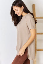 Load image into Gallery viewer, Zenana Mocha High Low Seam Detailed Waffle Knit Top
