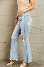 Load image into Gallery viewer, BAYEAS Rikki Mid Rise Distressed Flared Leg Blue Denim Jeans

