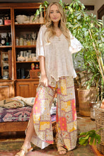 Load image into Gallery viewer, And The Why Multicolor art Deco Smocked Waist Slit Hem Wide Leg Pants
