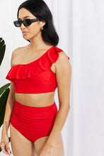 Load image into Gallery viewer, Marina West Swim Scarlett Red One Shoulder Ruffle Two Piece Bikini Set
