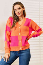 Load image into Gallery viewer, Woven Right Checkered Button Down Soft Knit Cardigan
