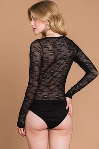 Culture Code Black Mesh Perspective Bodysuit