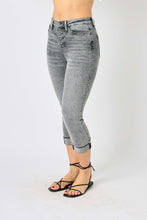 Load image into Gallery viewer, Judy Blue Sasha High Waist Cuffed Button Fly Gray Denim Capri Jeans
