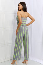 Load image into Gallery viewer, Sew In Love Gray Neon Lime Striped Jumpsuit
