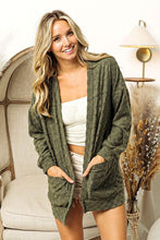 Load image into Gallery viewer, BiBi Green Checkered Textured Knit Open Front Cardigan
