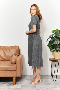 And The Why Gray Washed Chambray Midi Dress