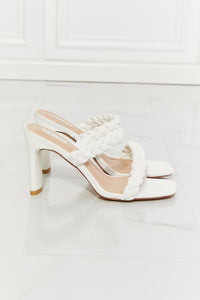 MM Shoes White Double Braided Block High Heel Sandals