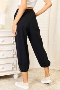 Double Take Black Button Detailed Cropped Pants