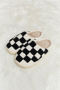 Melody Checkered Plush Slide Slippers