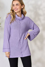 Load image into Gallery viewer, BiBi Lavender Purple Exposed Seam Waffle Knit Top
