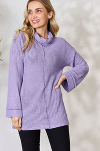 BiBi Lavender Purple Exposed Seam Waffle Knit Top