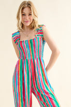 Load image into Gallery viewer, And The Why Multicolor Striped Smocked Jumpsuit
