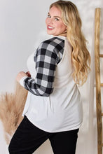 Load image into Gallery viewer, Hailey &amp; Co Solid Plaid Contrast Long Raglan Sleeve Top
