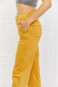Judy Blue Jayza High Rise Straight Leg Cropped Yellow Denim Jeans