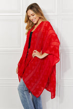 Carica l&#39;immagine nel visualizzatore di Gallery, Justin Taylor Red Aztec Pom-Pom Open Front Kimono
