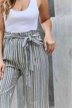 Load image into Gallery viewer, Heimish Multicolor Vertica Striped Belted Paper Bag Waist Cropped Pants
