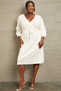 Culture Code Solid White Tie Wrap Style Dress