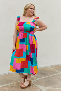 And The Why Multicolored Patchwork Midi Dress