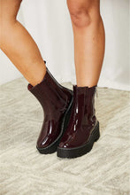 Load image into Gallery viewer, Forever Link Wine Side Zip Vegan Patented Leather Platform Boots
