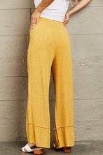 Load image into Gallery viewer, HEYSON Yellow Vintage Washed Raw Seam Hem Wide Leg Pants
