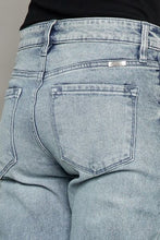 Load image into Gallery viewer, Kancan High Waisted Button Fly Raw Hem Cropped Blue Denim Straight Leg Jeans
