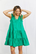 Ladda upp bild till gallerivisning, Hailey &amp; Co Solid Green Tiered Frilly Mini Dress
