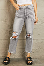 Load image into Gallery viewer, BAYEAS Sugar Pie High Waisted Destroyed Cropped Straight Leg Gray Denim Jeans
