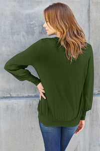 Basic Bae Solid Color Lantern Sleeve Top