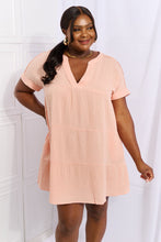Load image into Gallery viewer, HEYSON Peach Gauze Textured Tiered Ruffle Mini Dress
